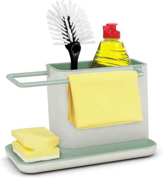 Spoelbak-organizer, zwart, sponshouder, gootsteenorganizer voor keuken