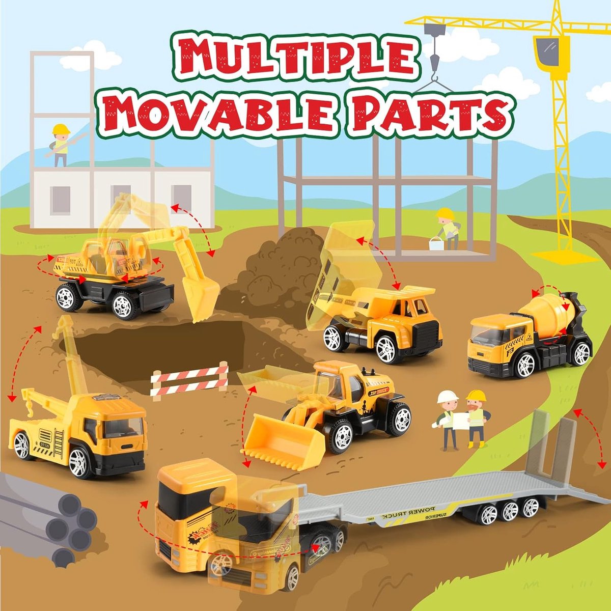 Calendrier De L'Avent 24 Jours Voitures De Chantier | 24 Mini Jouets 3-5 Cm | Pour Enfants 3 Ans Et Plus | Décoration Et Jeu - 6