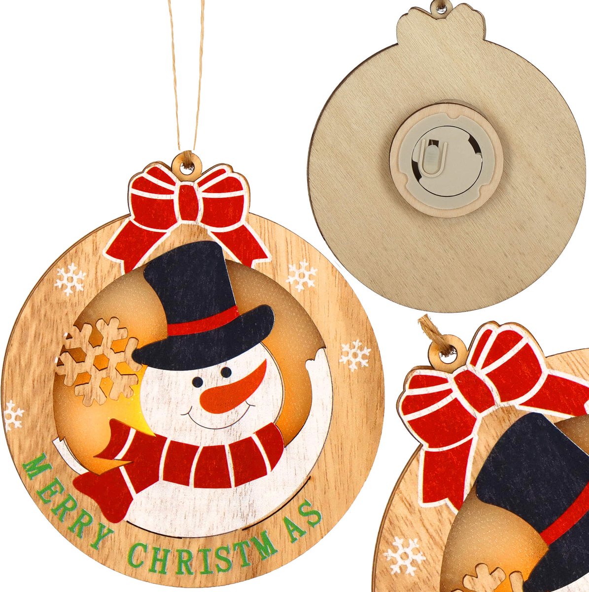 springos Kersthanger | Kerstboomhanger | Kerstversiering | Lichtgevend | Sneeuwpop Meerkleurig