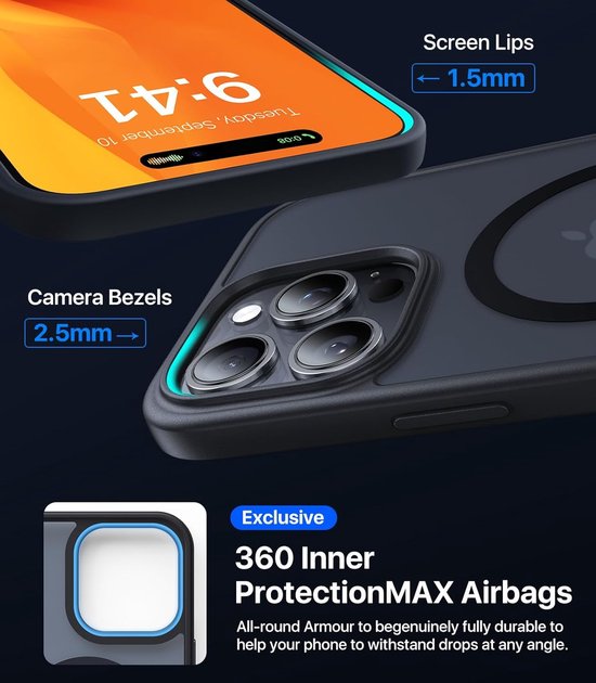 Convient pour coque iPhone 16 Pro - Coque iPhone 16 Pro transparente - Coque iPhone 16 Pro - Zwart - Sounix
