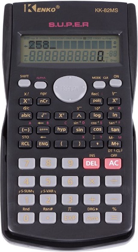 KENKO - Rekenmachine Met LCD Scherm - Wetenschappelijke Wiskunde Calculator – School Rekenmachine – Zwart
