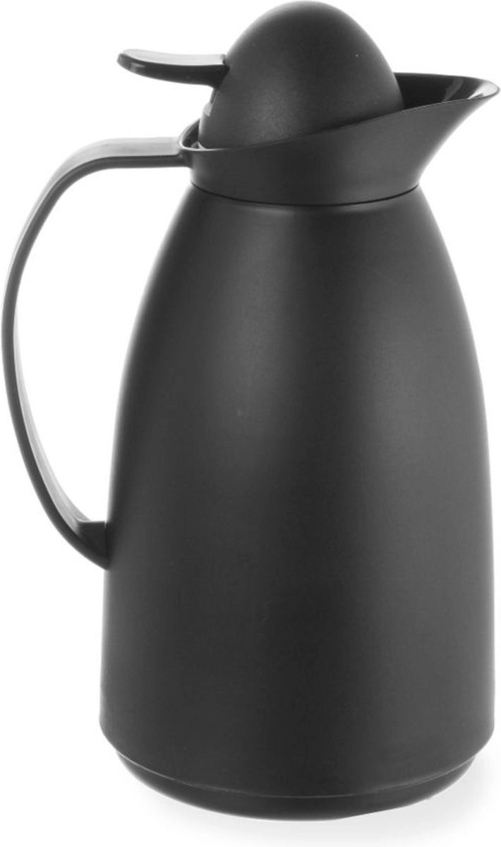 HENDI Isoleerkan – Glazen Binnenfles – 1L – Zwart – Ø140x(H)268mm