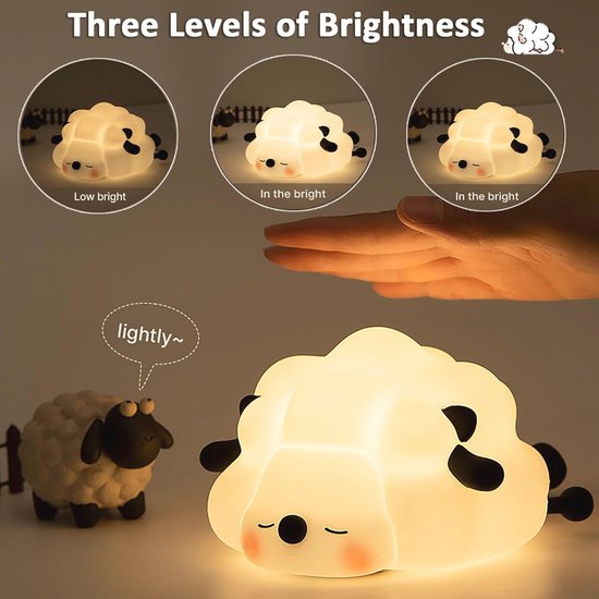 Glovios Led-nachtlampje voor baby's, dinosaurus, siliconen nachtlampje voor kinderen, USB-oplaadbaar, bedlampje babykamer met tikbediening, siliconen kinderkamerlamp, dino, voedingslicht, dimbaar