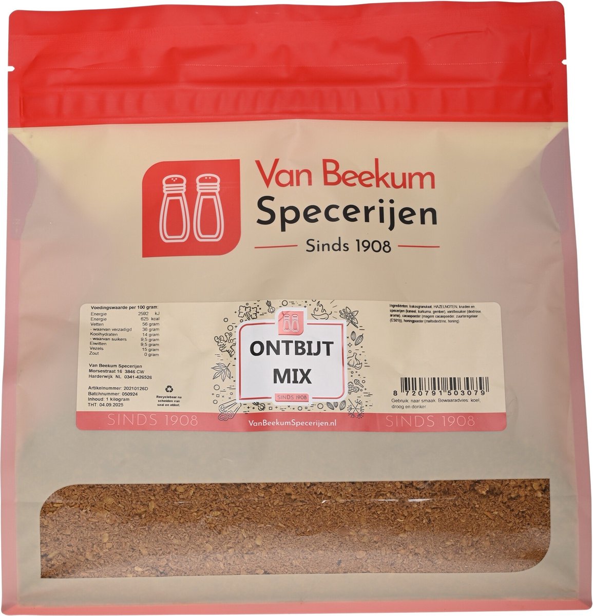 Goedkoopste Van Beekum Specerijen - Ontbijt Mix - 1 kilo (hersluitbare stazak