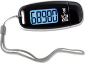 Kiraal Eenvoudige Stappenteller - 3D Technologie - Clip & Draagkoord - USB Opladen - Groot Scherm - Pedometer - Zwart