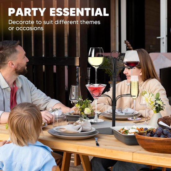 BHSMLQ Cocktailboomstandaard, metalen drinktoren cocktailtoren voor bruiloftsfeest, 3 niveaus - 12 beugels voor wijnglashouder, barstandaard, drankstandaard, champagnestandaard (goud, extra groot
