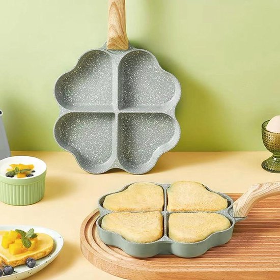 Eierenpan 4 kopjes anti-aanbak gietijzeren omeletkoekepan voor ontbijt