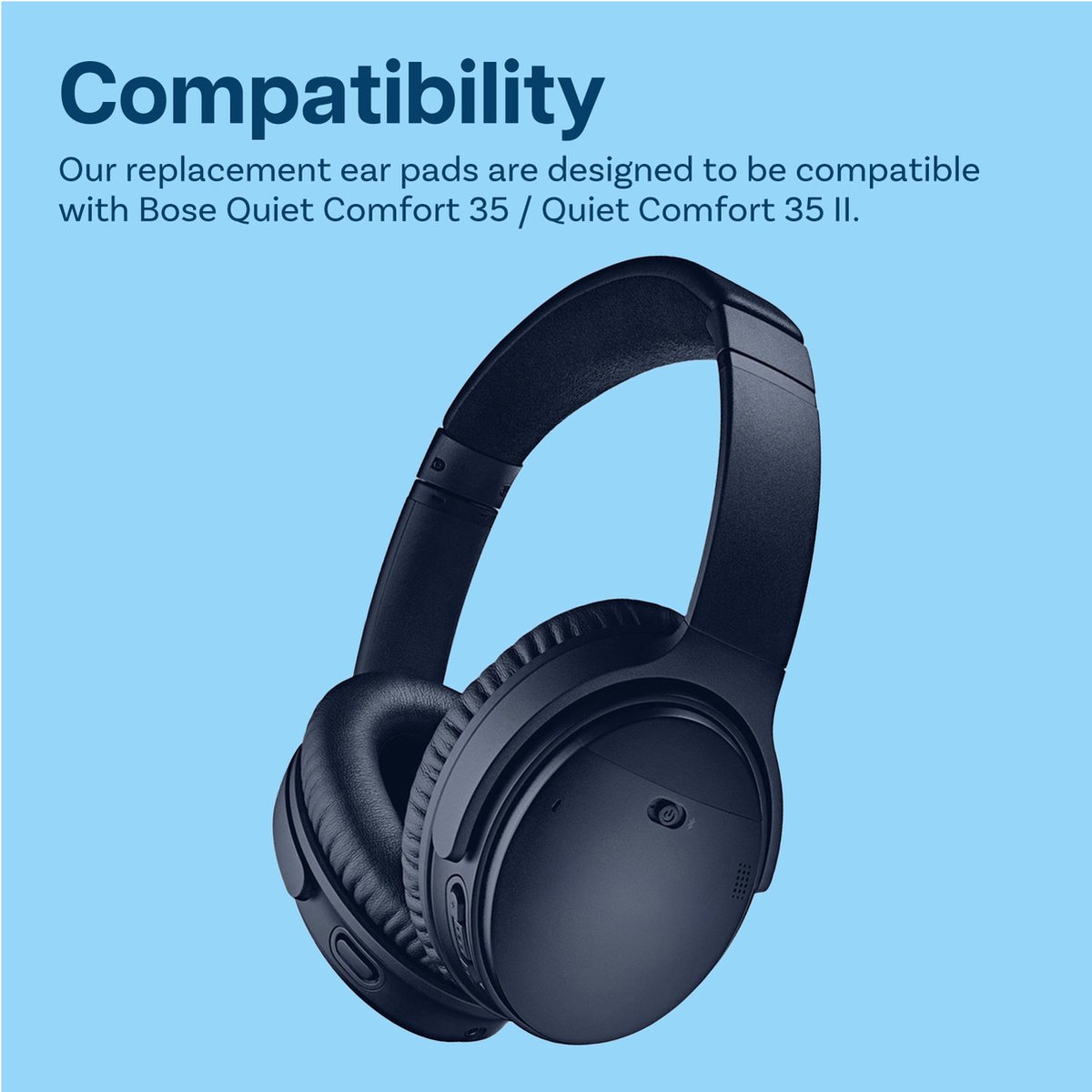 Vervangende Oorkussens voor Bose QuietComfort 35 (QC35) Bose Quiet Comfort 35 II (QC35 II) Over-ear Hoofdtelefoon van MMOBIEL - Protein PU Koptelefoon Oorkussens - Hoofdtelefoon Earpads – Blauw thumbnail 4