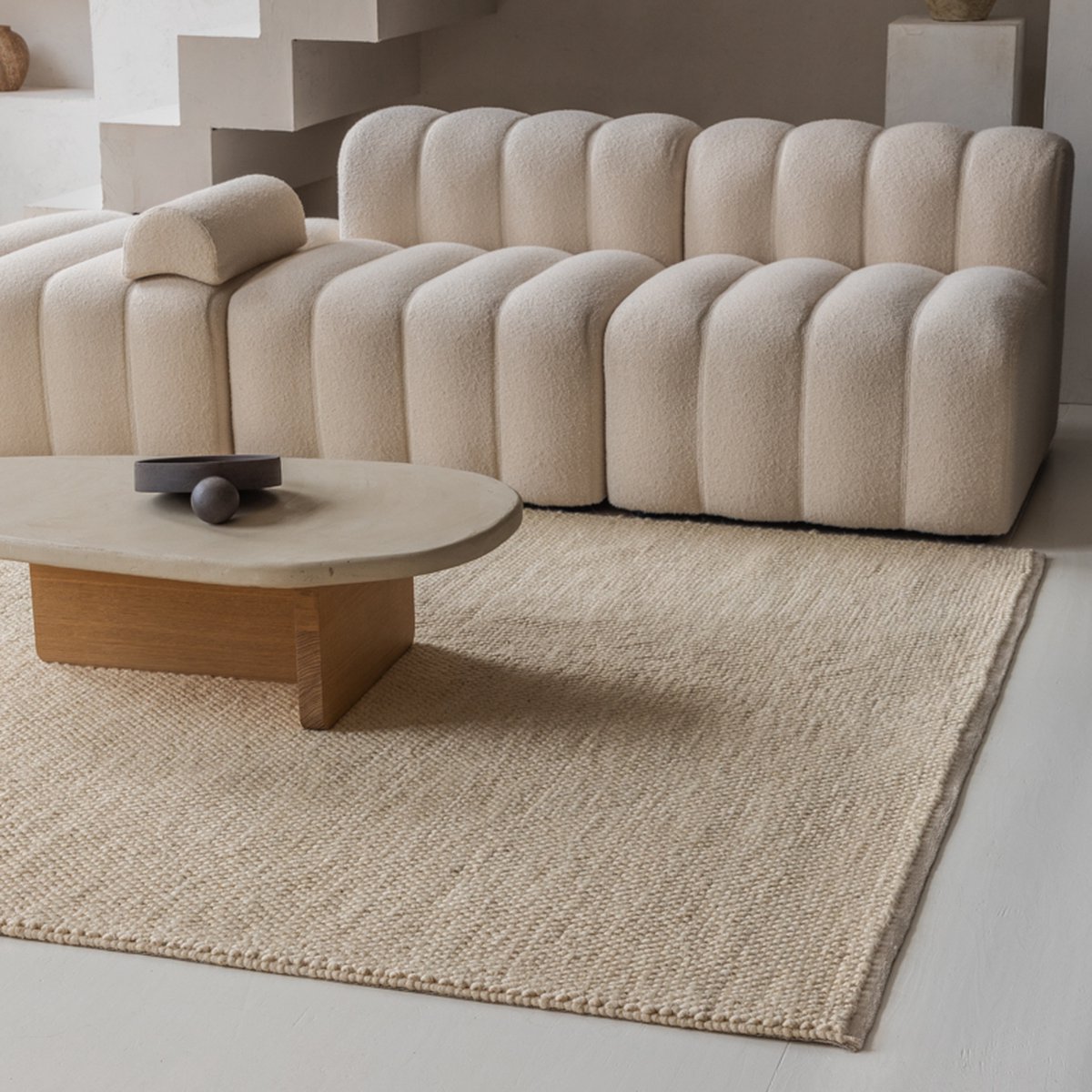 Carpet Studio Mollie Wool Vloerkleed - 140x200 cm - Laagpolig Tapijt Woonkamer en Slaapkamer - Kleed Zand