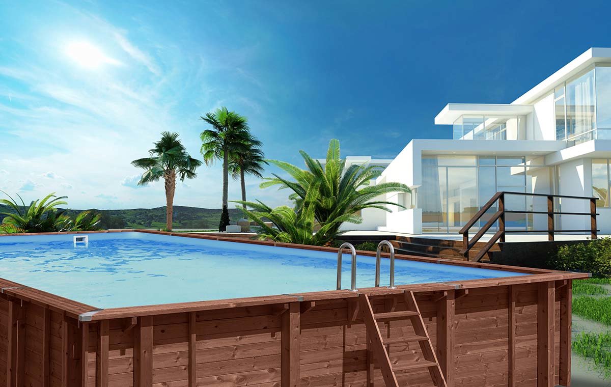 Interline Houten zwembad Bali - Rechthoekig - 790 x 400 x 138 cm