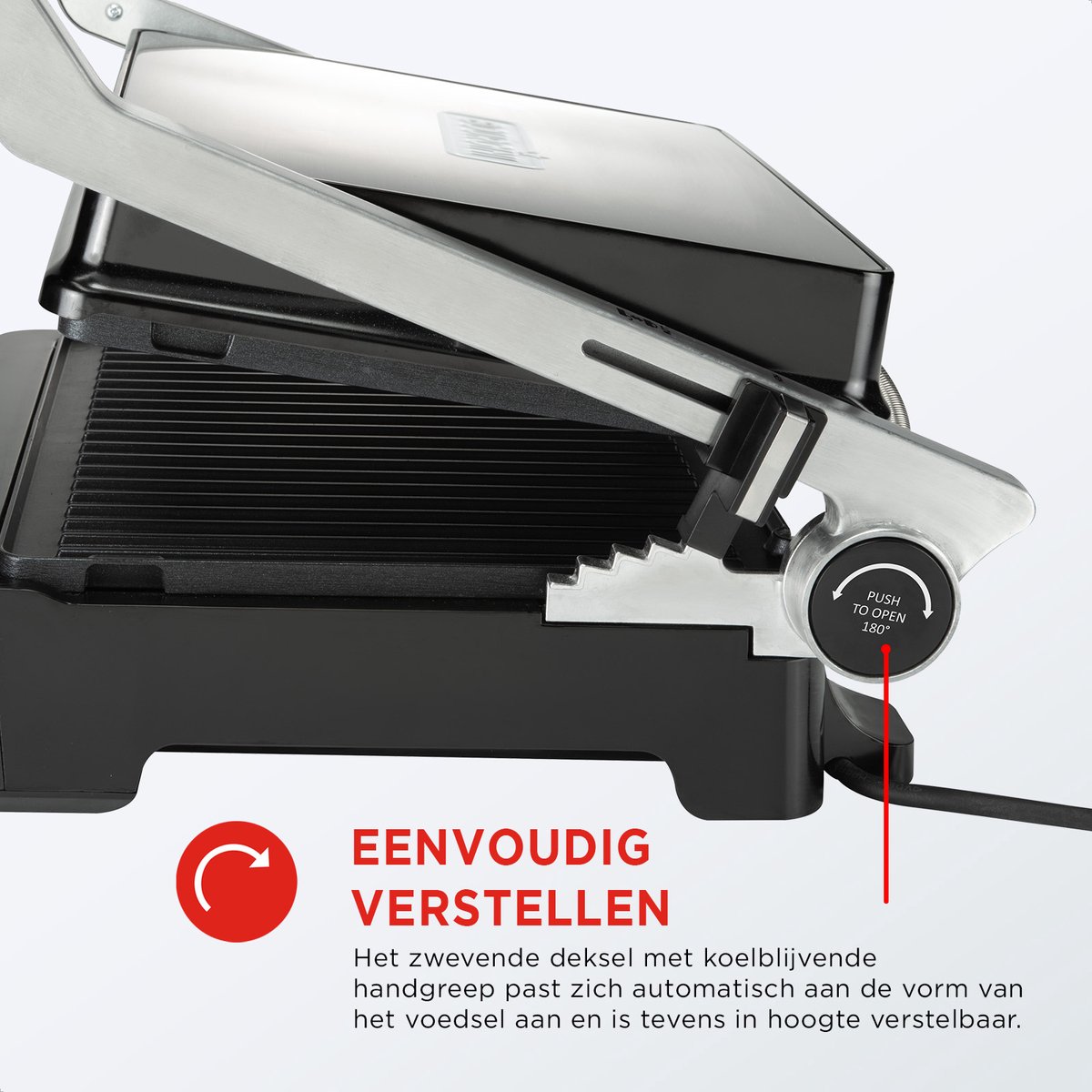 Bourgini - Tosti apparaat - Contactgrill - Grill apparaat gebruik als Panini grill en Tosti ijzer - PFAS-vrije keramische coating - RVS contact grill thumbnail 2