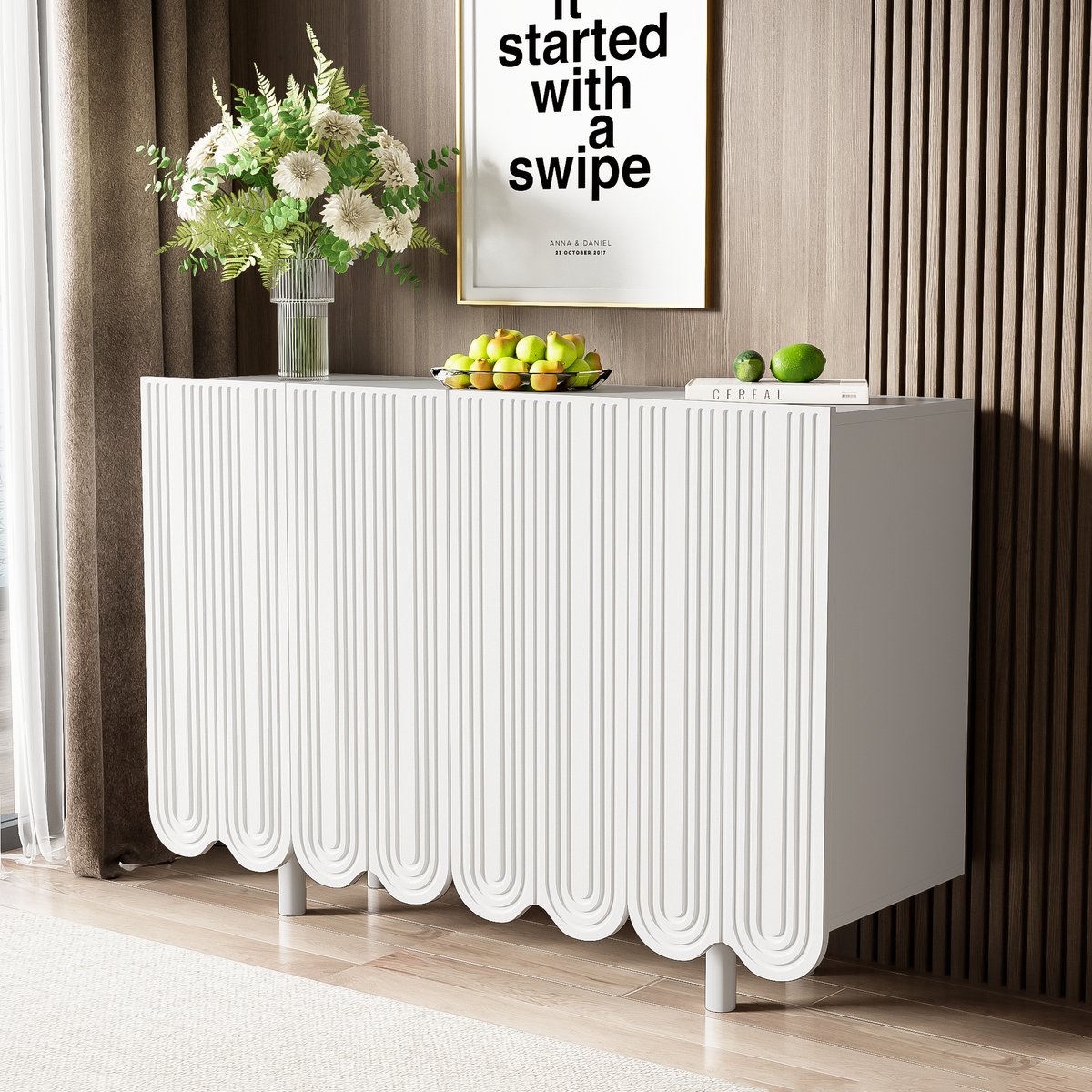 KOMHTOM Dressoir Druppelvormig dressoir met voorgevormde Wit