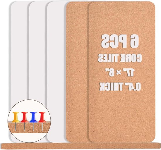 Uoisaiko 90 x 60 cm groot vilten prikbord voor muren, 6 stuks doe-het-zelf prikbordtegels, 0,9 cm dik kurkbord alternatief met 30 drukknoppen, akoestisch zichtbord voor kantoor, school en