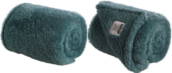 Foto: Seashell teddy fleece deken 2 stuks ultrazacht 130x170 groen blauw