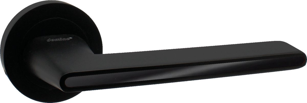 DOMINO ONYKS R BLACK - Deurkrukset Binnendeur - Zwart Mat - Ronde Rozet - Zonder Gat - Aluminium Klink