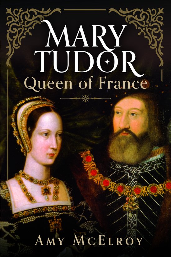 Boekomslag met een schilderij van Mary Tudor en een koning, beiden met rijke kledij en juwelen.