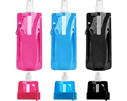 Pack of 3 Foldable Drinking Bottles - Reusable Water Bottle Set with Screw Cap for Hiking, Adventure, and Travel - Unisex Adults 500 ml
