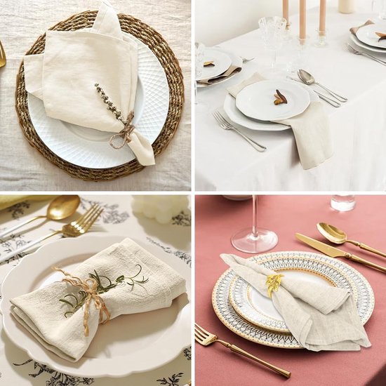 Gohytal Stoffen servetten, linnen servetten, herbruikbaar, set van 12 duurzame linnen servetten, stof, afwasbaar, tafeldecoratie voor bruiloft, verjaardag, feest, keuken, café, restaurant