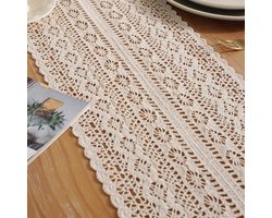 Met de Hand Gehaakte Tafelrunner met Vintage Kanten en Kwastjes voor Feestelijke Tafeldecoratie