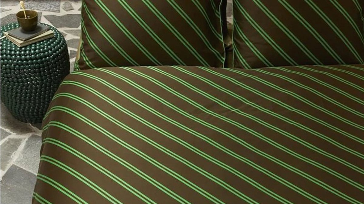 Diagonal dekbedovertrek - Lits-Jumeaux - 240x200/220 - Groen