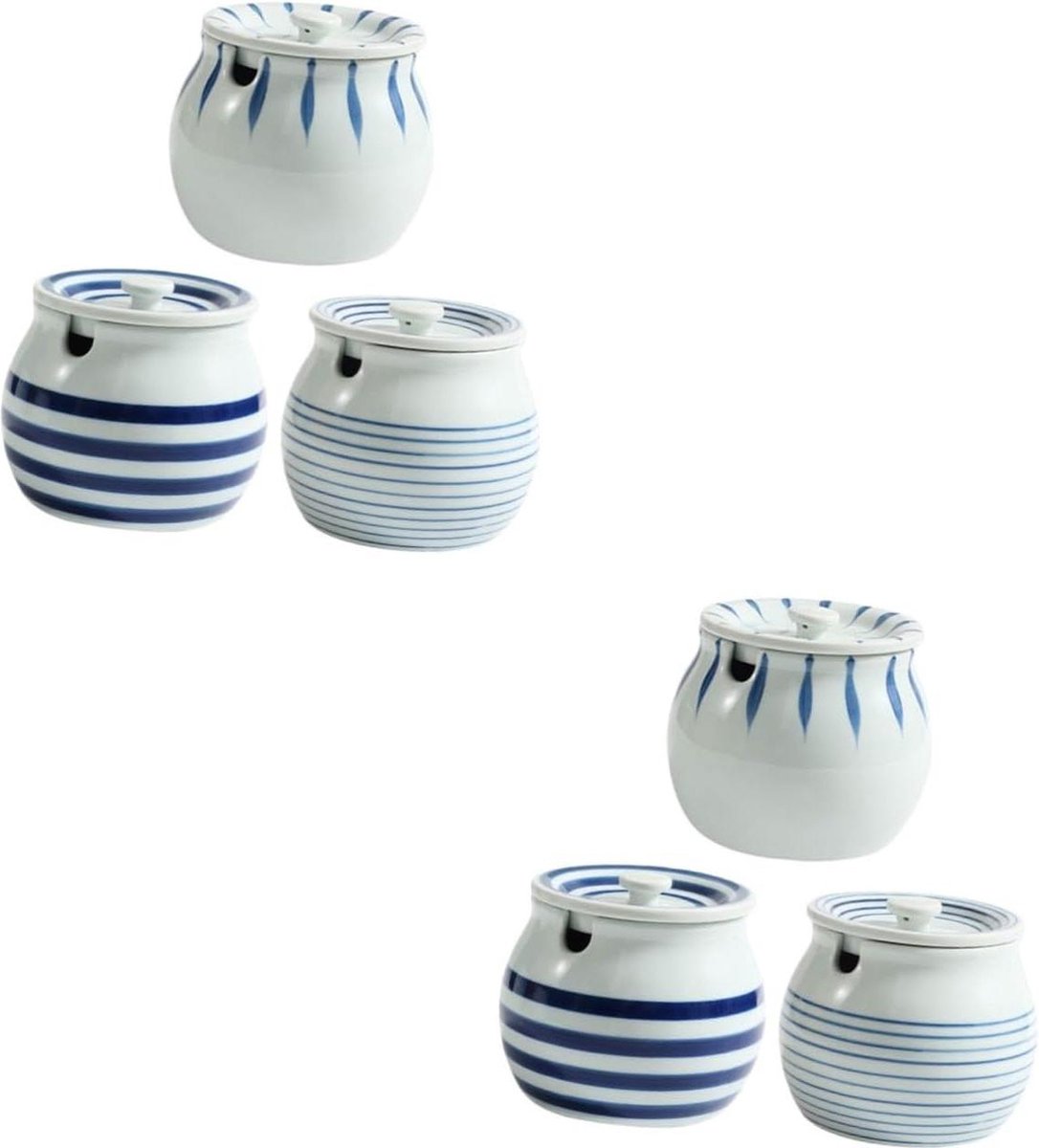 Terrarium 6 Sets Lepelpot Met Deksel Peper Container Japanse Zoutcontainer Kruiderij Potten Fles Glas Vintage Containers Keramische Suikerpotten Nagerecht Porseleinen Pot Keramiek lepelpot