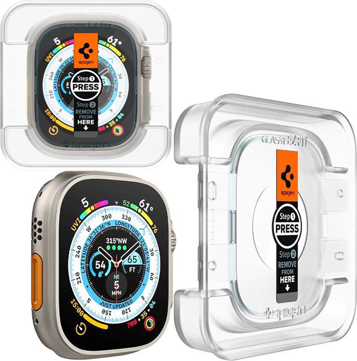 Spigen Smartwatch screenprotector met Montage Frame - Geschikt voor Apple Watch Ultra 49mm - 2-pack
