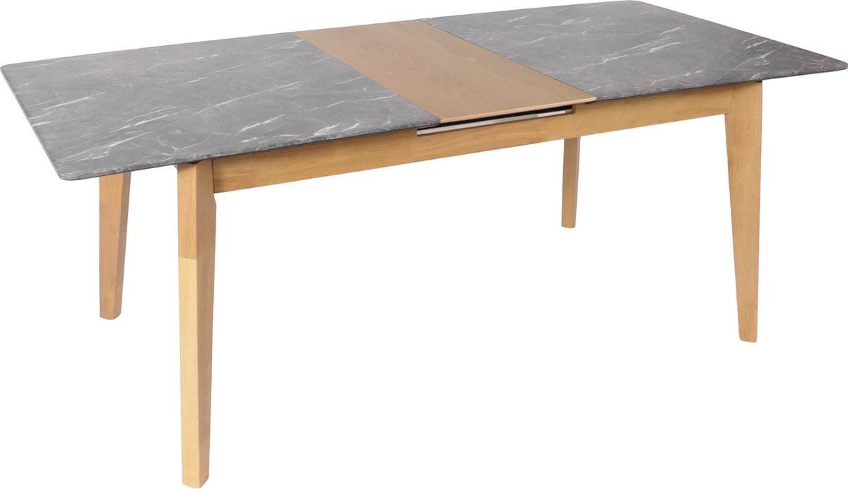 MCW Eetkamertafel MCW-M57, eettafel, massief hout laminaat melamine 160-200x90cm, uitschuifbaar sheesham hout look, donkere poten bruin