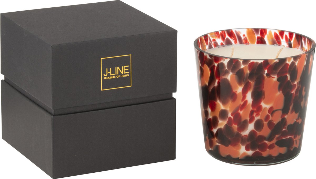 J-Line geurkaars Noa - Magnificent Birch - glas - rood - small - 50U Multi