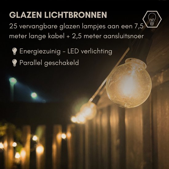 a sunny day Lichtsnoer Buiten - 7,5m - Warm Wit - Helder Glas LED