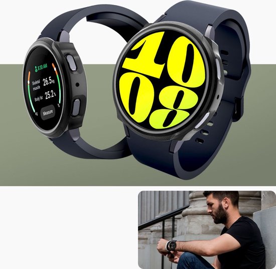 Spigen Liquid Air - Coque pour Samsung Galaxy Watch 7 44MM - TPU Flexible - Zwart