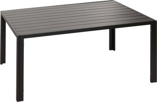 INDA-Exclusiv Aluminium tuintafel eettafel tuinmeubelen tafel WPC imitatie hout weerbestendig antraciet / zwart 80x80x74cm