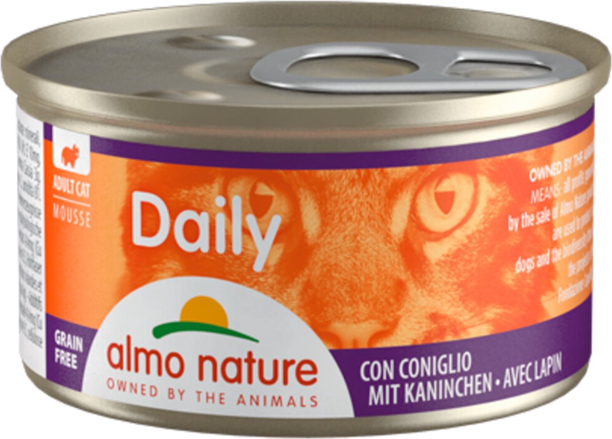 48x Almo Nature Daily Menu Mousse Kattenvoer Nat Konijn 85 gr