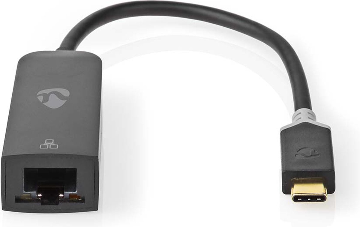 Nedis USB-netwerkadapter | USB 3.2 Gen 1 | 1000 Mbps | USB-C™ Male | RJ45 Female | 0.20 m | Rond | Verguld | Vertind-Koper | Antraciet | Doos
