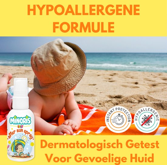 Minoris Baby After Sun Spray - Verzachtende Verlichting bij Zonnebrand met Zinkoxide, Biologische Ingrediënten & Vitamine E - Hypoallergeen, Vegan, Veilig voor 0-6 Maanden - Zachte Herstel na Blootstelling aan de Zon - 100 ML — afbeelding 5