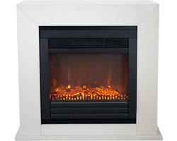 Xaralyn Elektrische haard - Adra ELU-MDW - wit hout - 1400 Watt verwarming - met afstandsbediening - haardombouw inclusief inbouwhaard - schouw