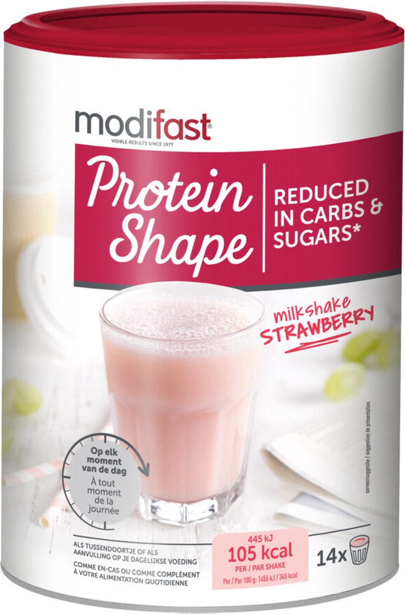 Goedkoopste Modifast Protein Shape - Milkshake - Aardbei - 420 g