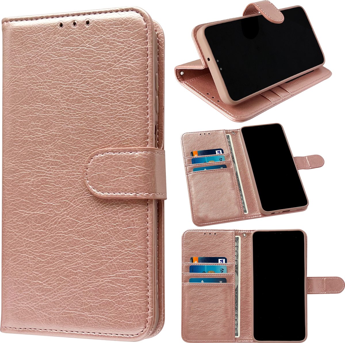 Casemania Hoesje Geschikt voor Oppo Reno 12 FS - Rosegoud - Portemonnee Book Case - Kaarthouder & Magneetlipje