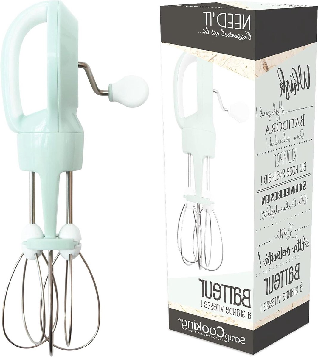 Hand Mixer Plastic Water Green 28-x-9-x-9-cm.