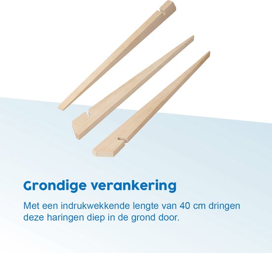 ProPlus Tentharing - 40 cm - Zandharing - Lichtgewicht - Stormharingen - Grondharing - Tentpennen - Tentverankering - voor Tenten - Hout - 4 stuks - Bruin van ProPlus — afbeelding 5