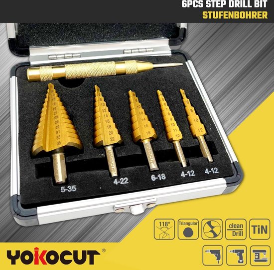 Stap Boor HSS Titanium Stap Boor Voor Metalen Meerdere Gat Boren Kegel Boor 4mm tot 12/20/32 mm Stapte Up Bits Voor DIY Liefhebbers (4 STKS Spiraal Gegroefde Stap Bits Set