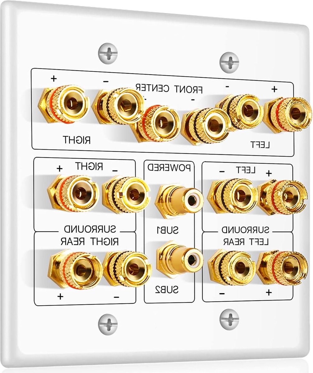 Subwoofer en luidspreker wandplaat - 7.2 surround sound audio-wandplaat voor AV RCA-connectoren - Thuisbioscoop Banana Plug Wandluidspreker Aansluiting