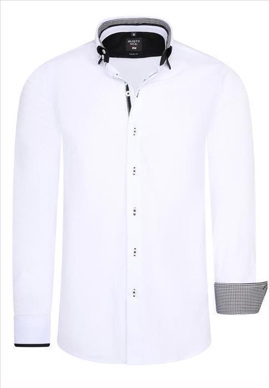 Rusty Neal - Chemise pour homme - Wit - Body-Fit - Italianstyle