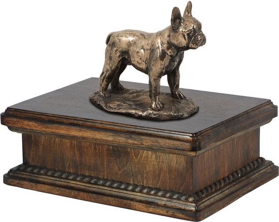 Elegante urn hond voor de as van een Franse Bulldog met beeldje | bol