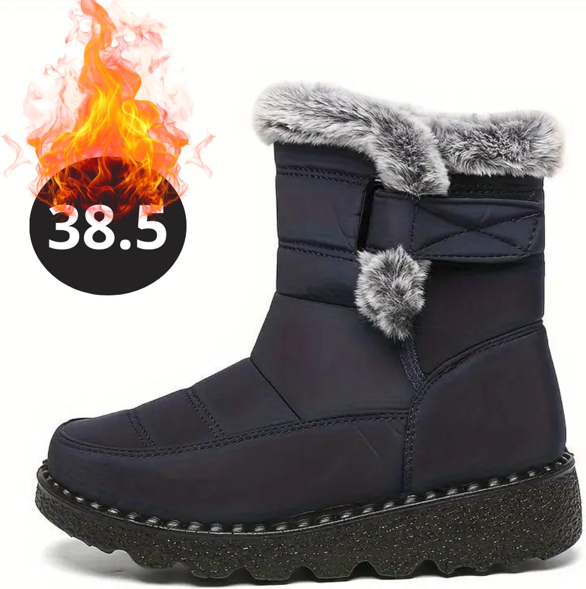 Nivard Snowboots Sneeuwschoenen Sneeuwboots Heren Wintersport Ski Skischoenen – 38.5 Buiten Antislip Winter Zwart