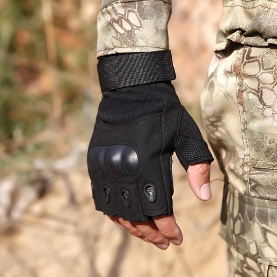Gants Bovista Airsoft - Tactique - Gloves tactiques - Armée - Gants tactiques Hardknuckle - Paintball - Militaire - Sans doigts - Kaki XL