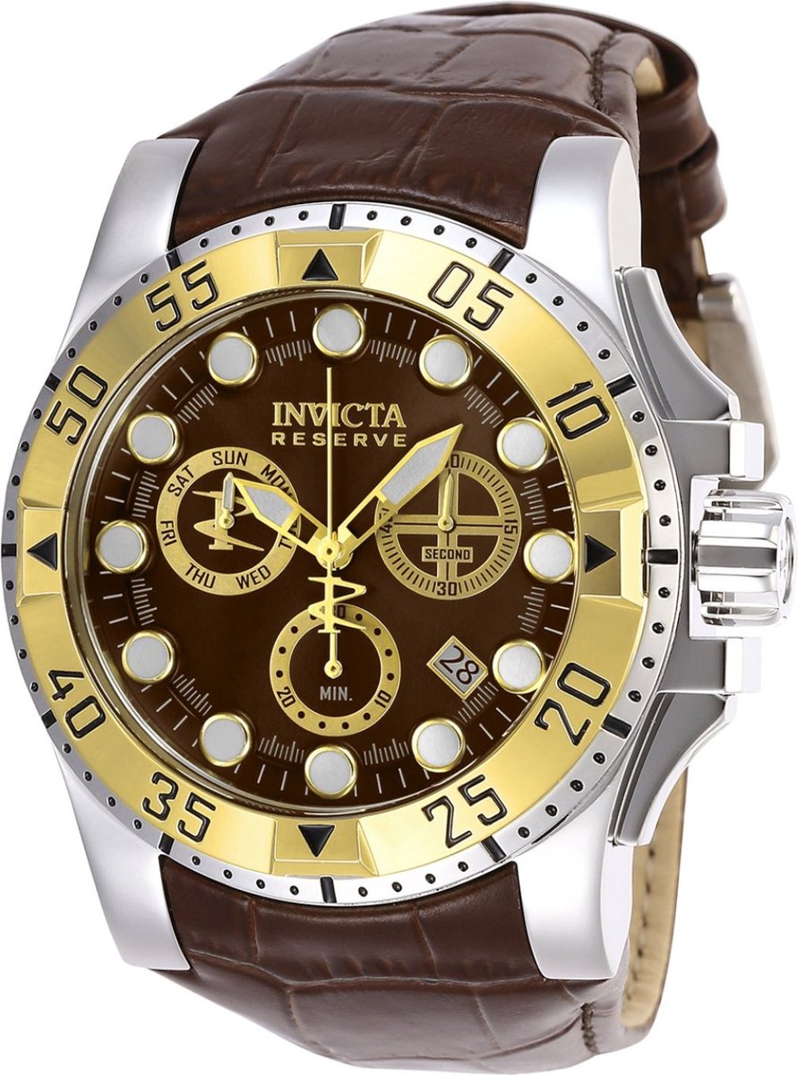Invicta Reserve - Excursion 27652 Heren Horloge - Waterdicht - Analoog - Quartz Uurwerk - Roestvrij Staal met bruine Wijzerplaat - 49mm