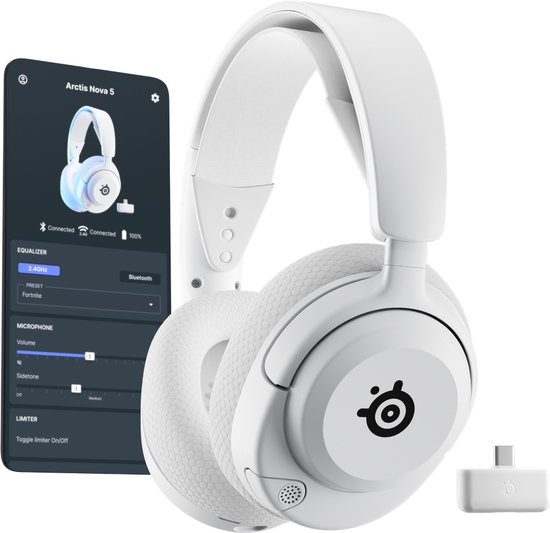 SteelSeries Arctis Nova 5P Wireless gamingheadset - 100+ audio presets - 60 uur accuduur- 2.4GHz & Bluetooth - ClearCast Gen2.X-mic - PS5, PC, Switch 2, mobiel