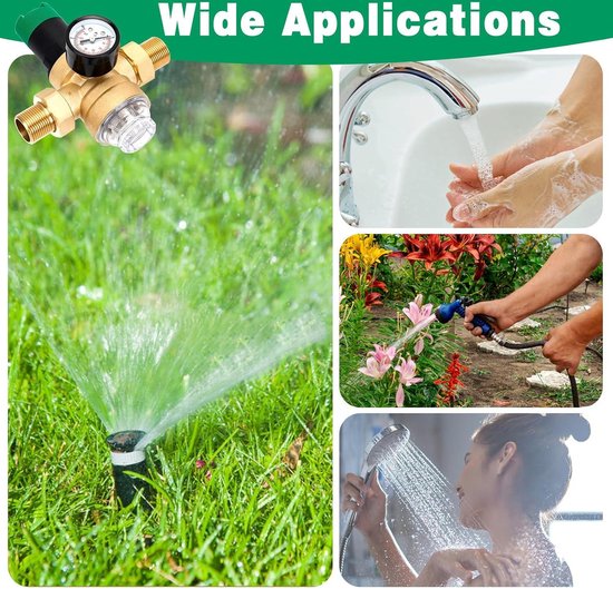 waterdrukregelaar 3/4 inch, verstelbaar, met manometer en scherm, voor