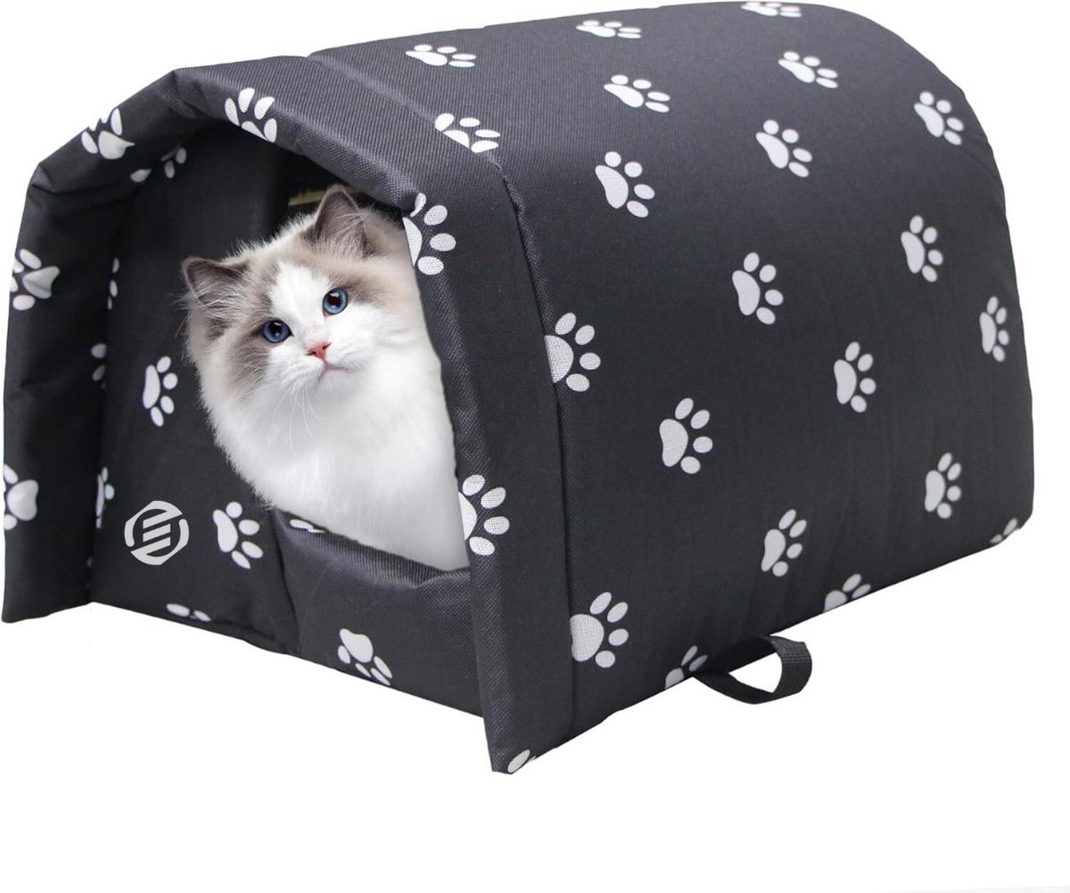 Equivera Kattenhuis Voor Buiten - Kattenhuis Buiten - Kattenhok - Kattenhuisje - Kattenvilla - Kattenhok Buiten