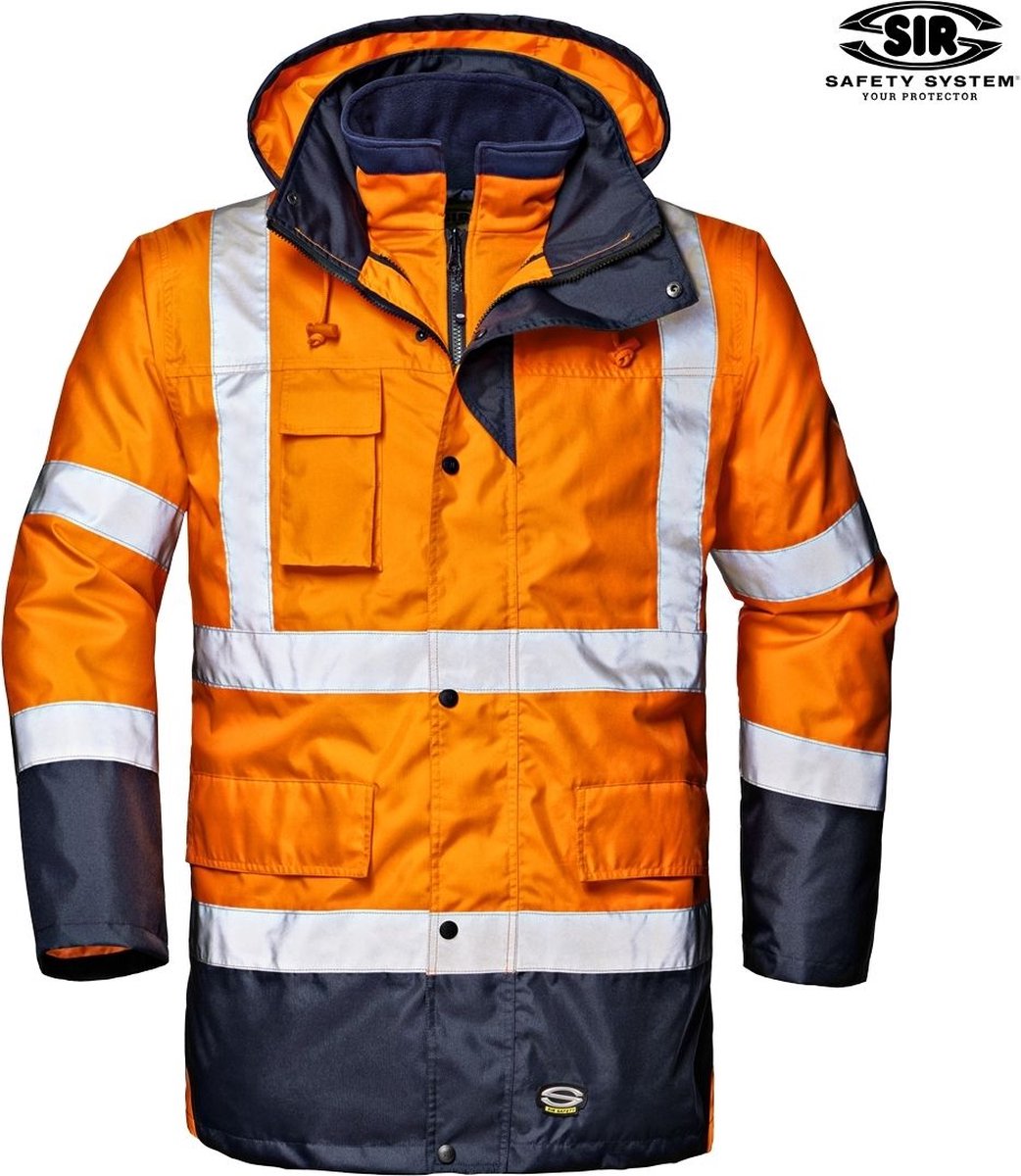 SIR SAFETY MOTORWAY SPLIT Hi Vis Reflecterend 4-in-1 Werkjas HEREN Veiligheidsjas Oranje - Waterdicht - Gevoerd - Afneembare Mouwen